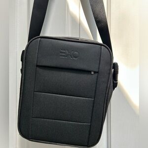 EXO Padded Men's Black Crossbody Bag. Protection for what you carry. 11x8.5”.